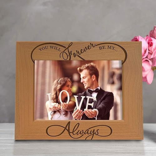 Miniatura 4 de KATE POSH - Marco de fotos de madera natural grabado con texto en inglés "You Will Forever be My Always". Marco de fotos de madera natural grabado,