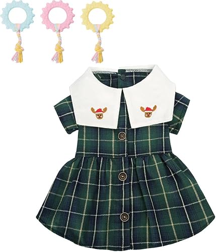 Miniatura 1 de CRIDENG Vestido de perro para cachorros, disfraz de lindo perro, oso de peluche, vestido de Navidad, falda de alce a cuadros, uniforme de