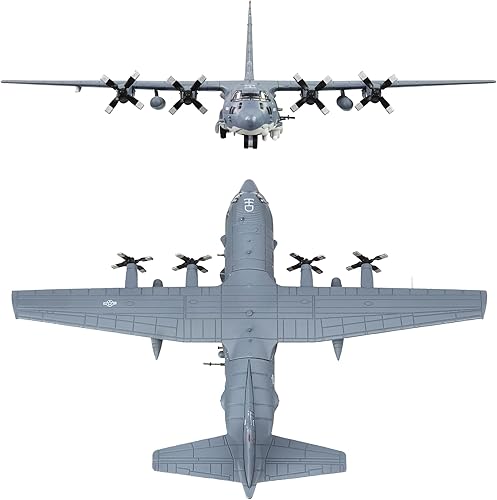 Miniatura 3 de Busyflies Fighter Jet Modelo 1200 AC130u Modelo de avión de combate militar fundido a presión para colección y regalo