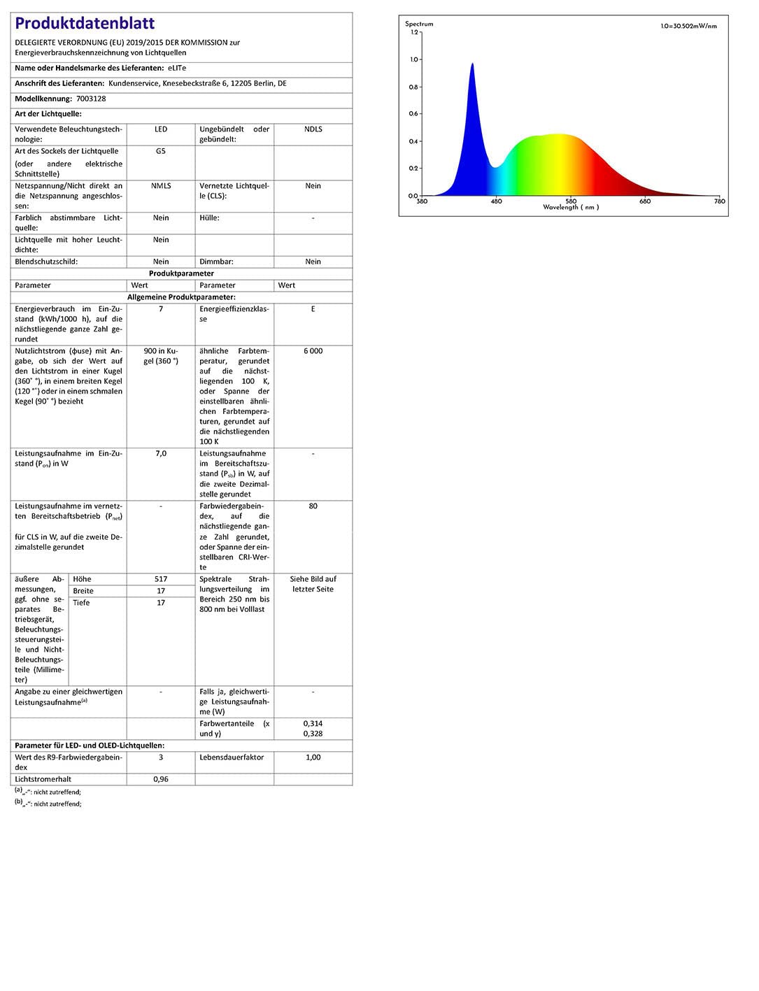 eLITe LED Röhre T5, 51,7cm, 7W, sehr hell, 900lm, 860, 6000 Kelvin, Tageslichtweiß, NUR FÜR EVG, 140 Grad, homogenes Licht, langlebig 50.000h, 3 Jahre Garantie, 5 Stück