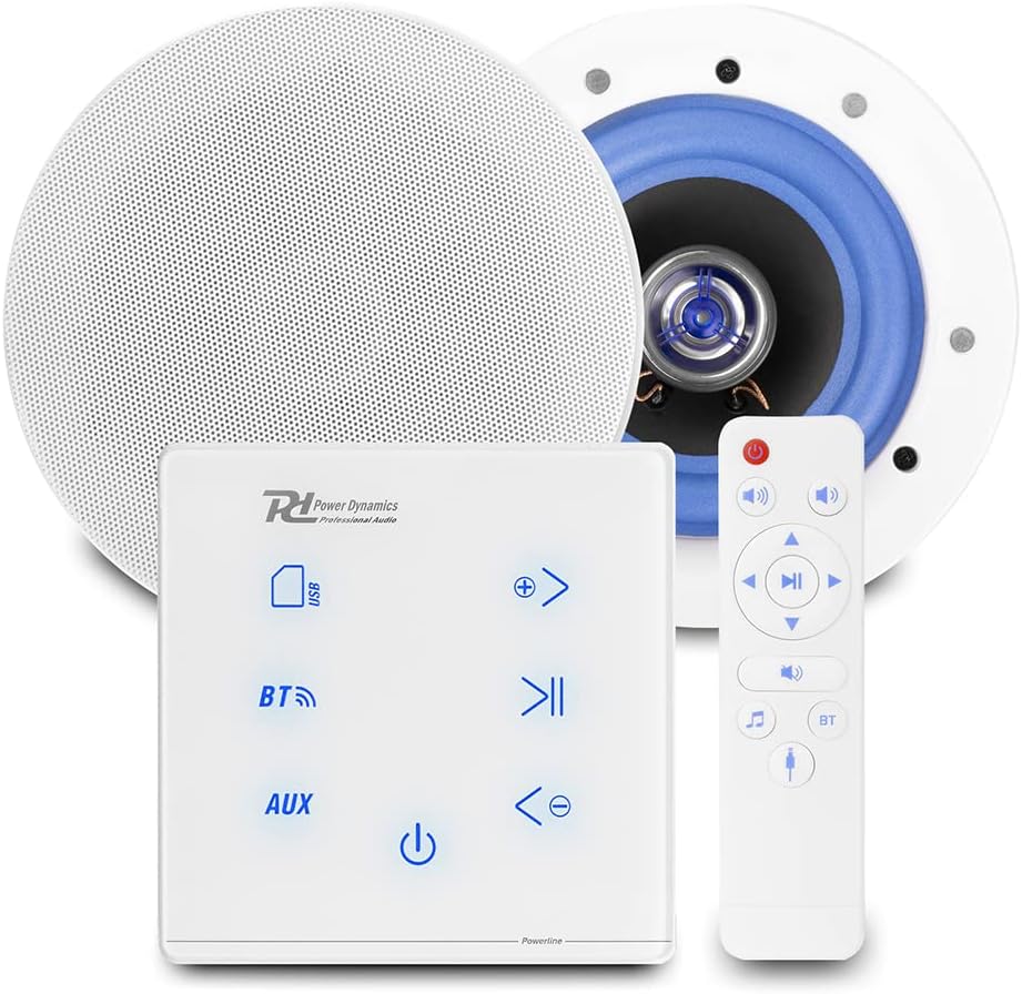 Power Dynamics Powerline Bluetooth Ceiling Speaker Set with 2x ESCS5 5.