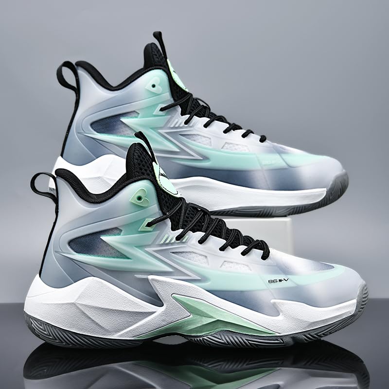 Image of Basketball Shoes for Womens Mens High Top Colorful Volleyball Fashion Breathable Sneakers Lace Up Sport Outdoor Lightweight Non Slip Shoe
