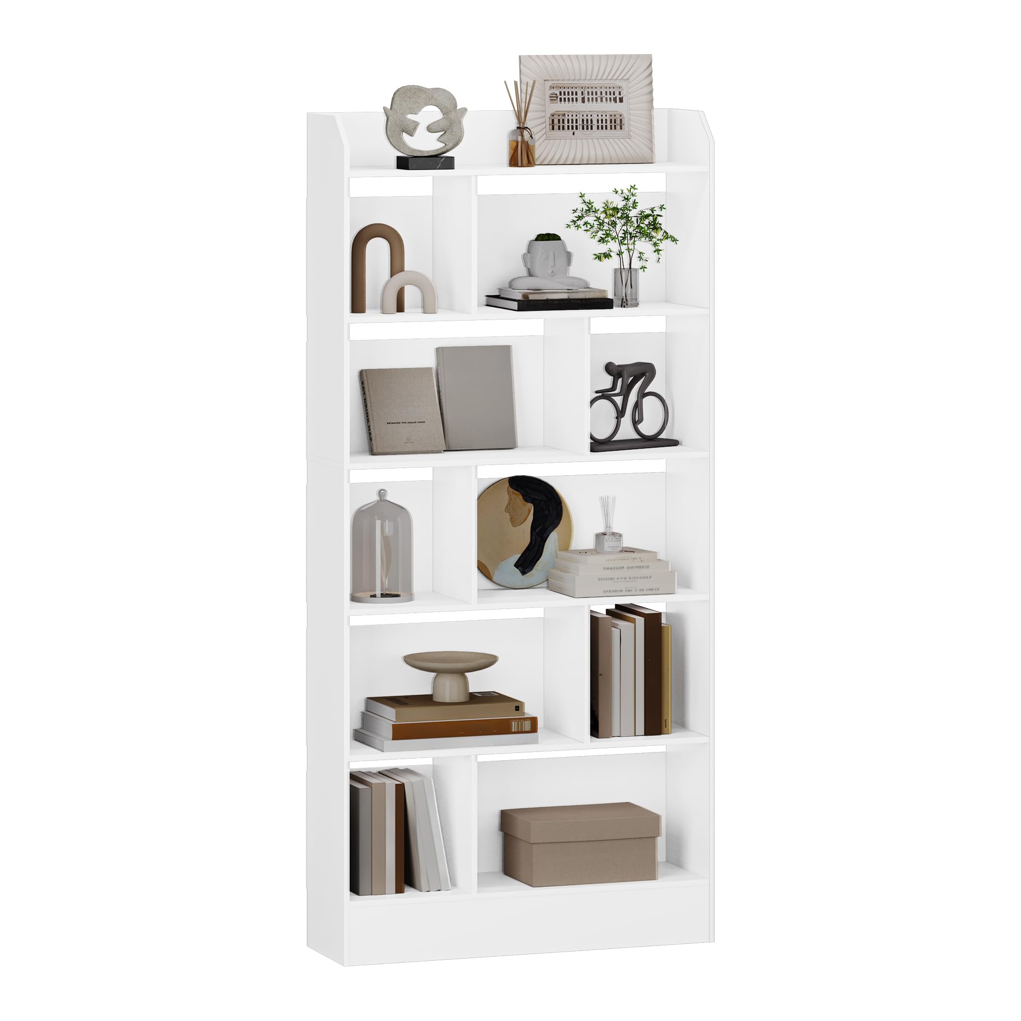 Hzuaneri Libreria de 6 Niveles, Estanteria para Libros de 10 Cubos, 24 x 80 x 170 cm, para Oficina, Salón, Estudio, Blanco BC22803X