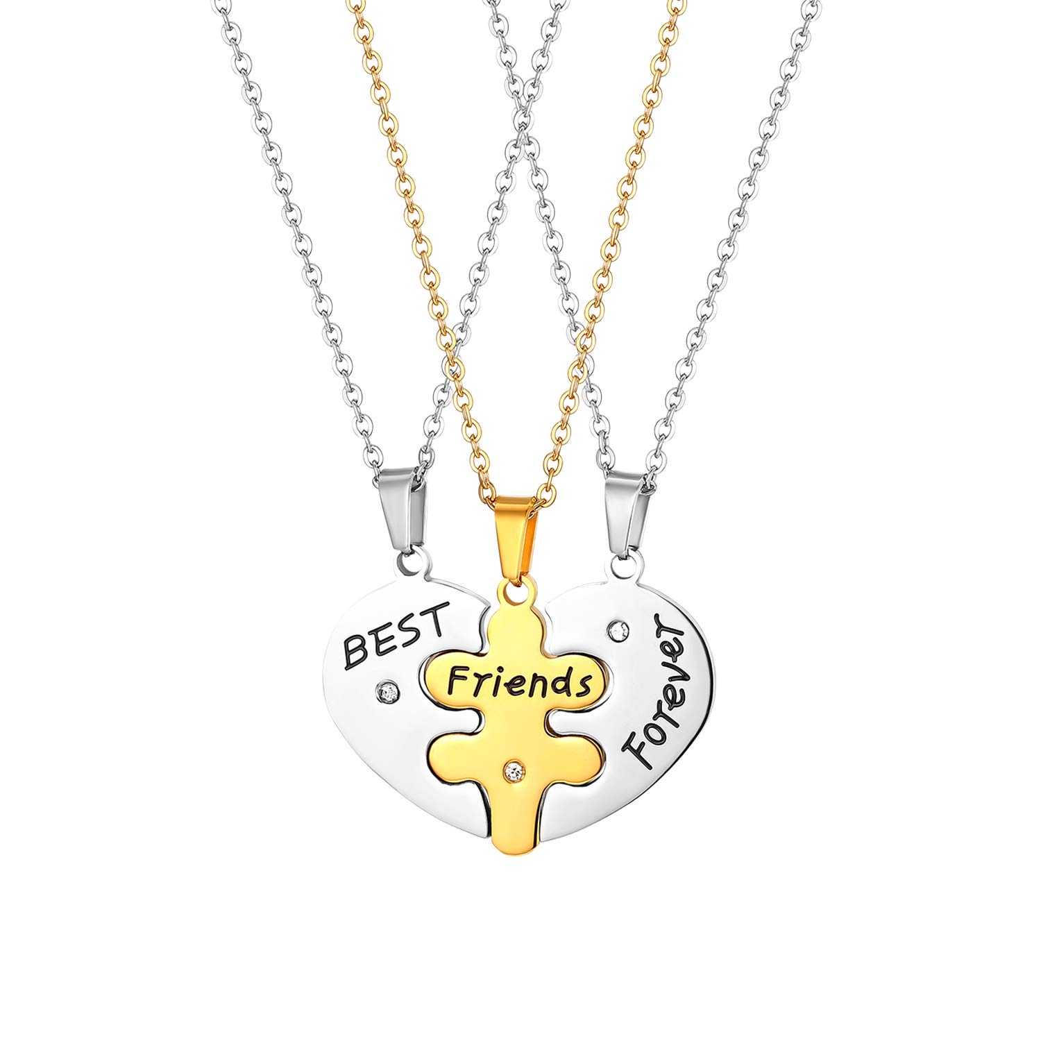 Collier en acier inoxydable Best Friends Forever avec chaînes incluses