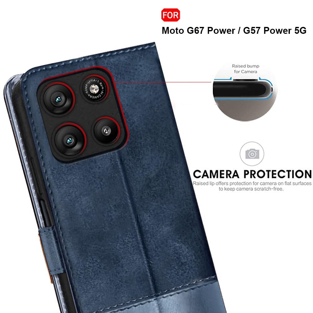 TheGiftKart Flip Back Cover Case for Motorola Moto G67 Power / G57 Power 5G | Dual-Color Leather Finish | Inbuilt Stand & Pockets | Wallet Style Flip Back Case Cover (Faux Leather, Blue & Sky) — Amazon image 7