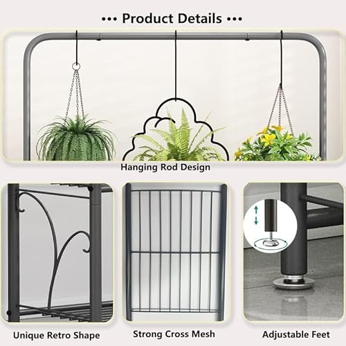 Sorcedas AZZ639 Plant Stand 3 Tier Indoor Outdoor Tall Corner Hanging Plant Shelf Metal Flower Stands Ladder Plant Holder thumb #5