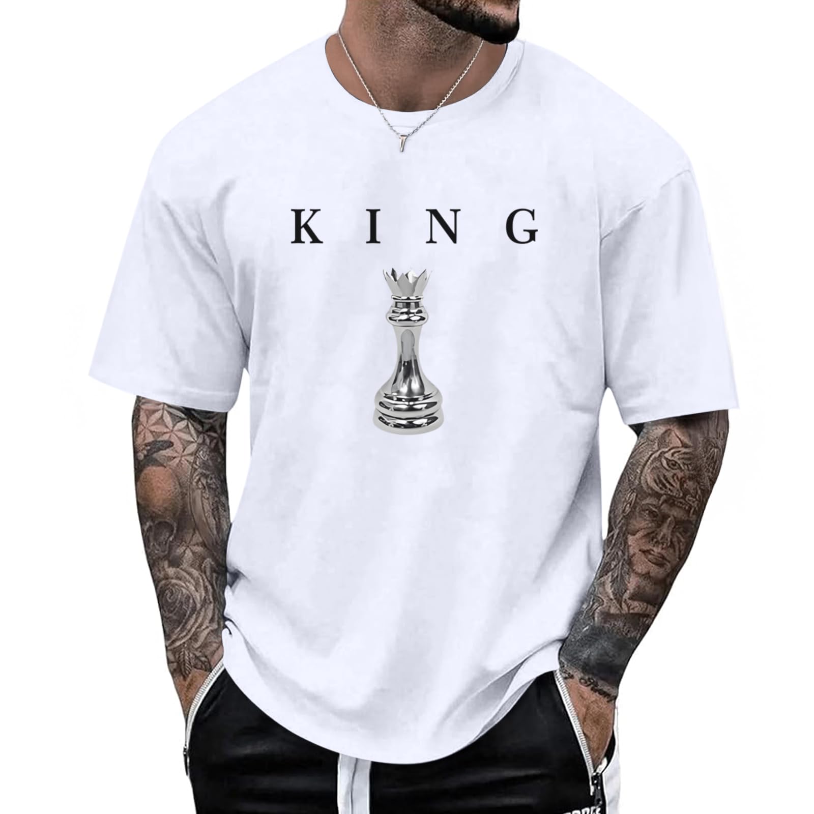 Mens King Chess Shirt Graphic Tees Designer Printed T Shirts for Men Urban Letter T-Shirt Streetwear