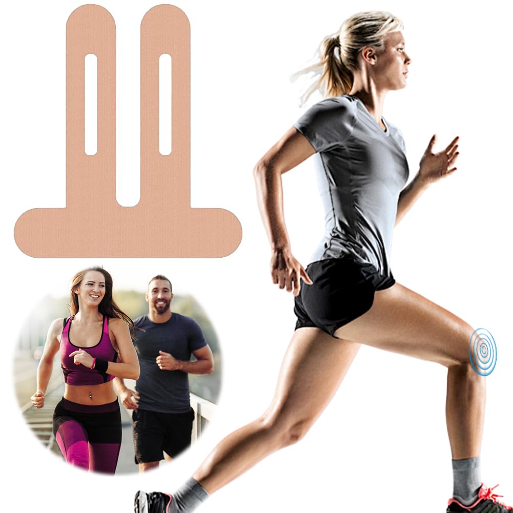 30Pcs Kinesiology Tape for Knees Breathable Waterproof Sports Knee Tape Elastic Athletic Pain Relief Knee Support Precut Strips Tape (Light Khaki)