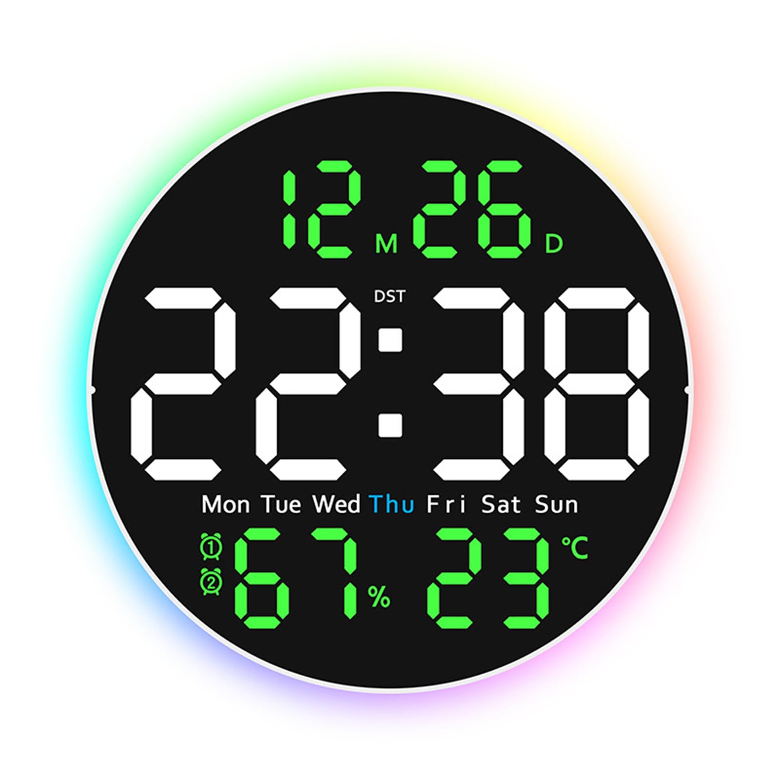 Horloge murale numérique LED 25,4 cm pour voir l'heure sans effort avec télécommande