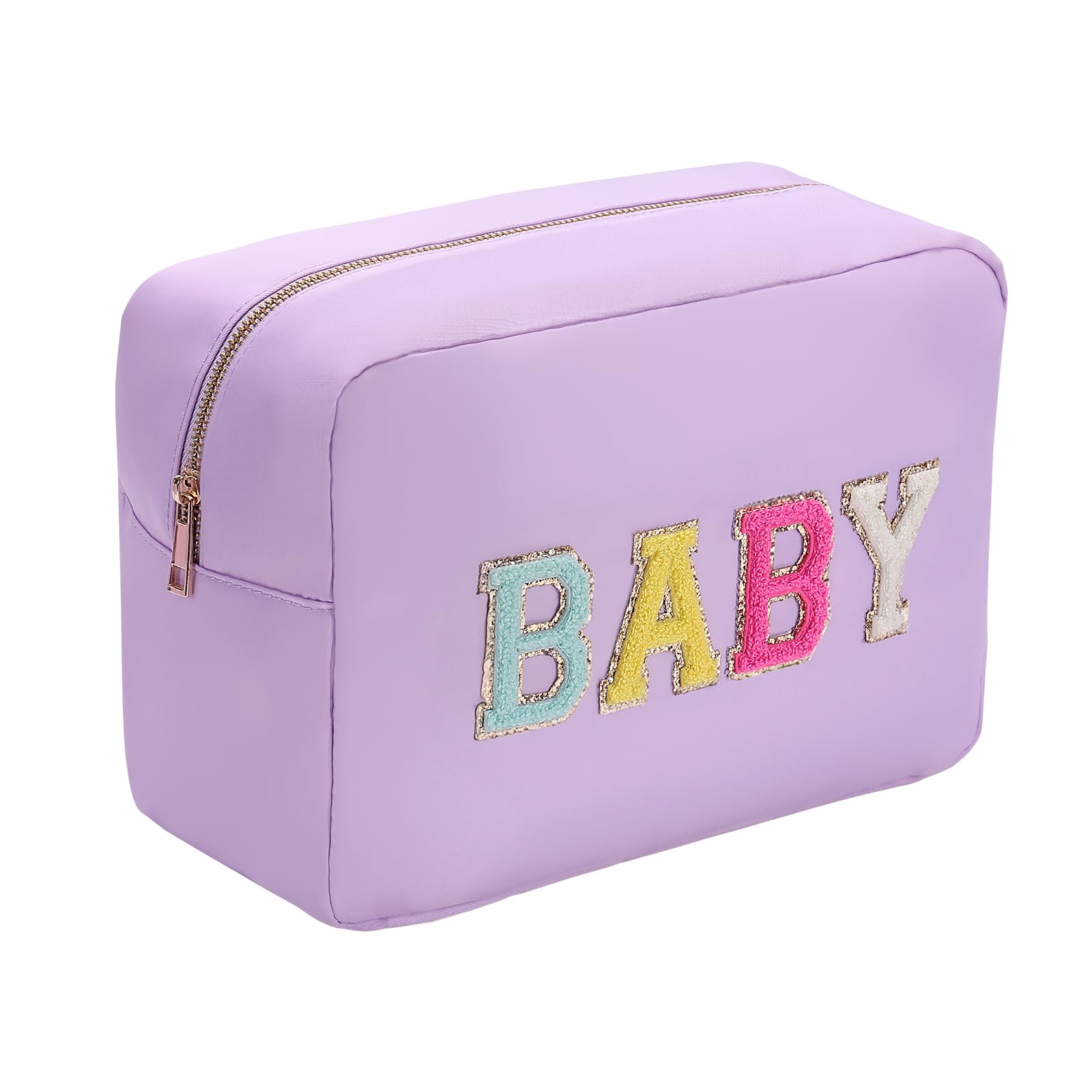 YogoRun Large Toiletry Bag Glitter Chenille Make Up Bag for Traveling Makeup Travel Organizer for Women Nylon Cosmetic Pouch with Zipper Pocket (XL,