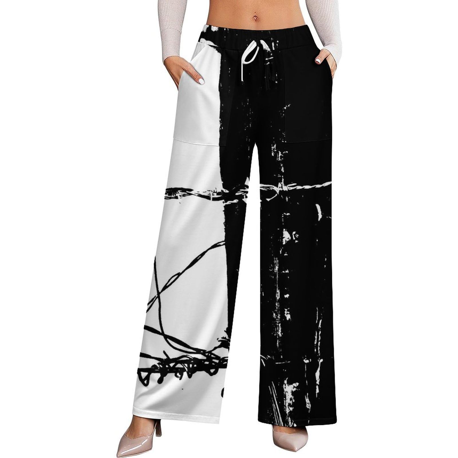 Fall Watercolor Pumpkins Stretch High-Waisted Wide-Leg Pants Womens Versatile Casual Wear
