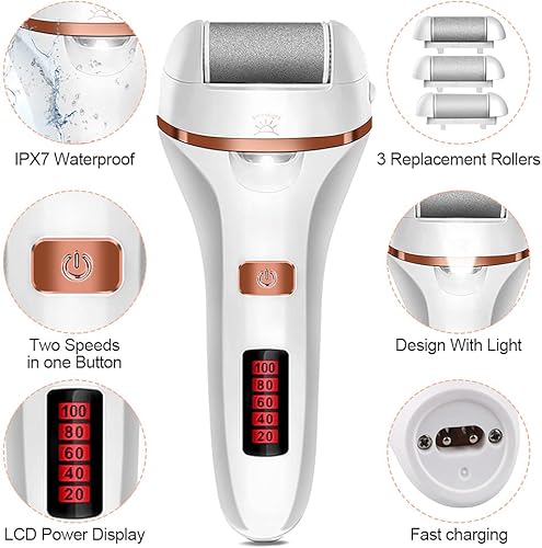 Miniatura 7 de Removedor eléctrico de callos para pies, herramientas de pedicura recargable, kit de cuidado de pies, removedor de callos para pies con 3 cabezales