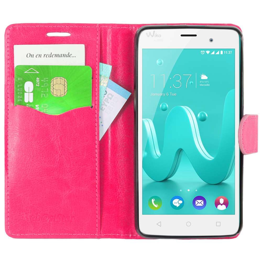 ebestStar - Cover Compatibile con Wiko Lenny 3 Jerry Custodia Portafoglio Pelle PU Protezione Libro Flip, Rosa + Pellicola Vetro Temperato [ Apparecchio: 145 x 73.1 x 9.9mm, 5.0