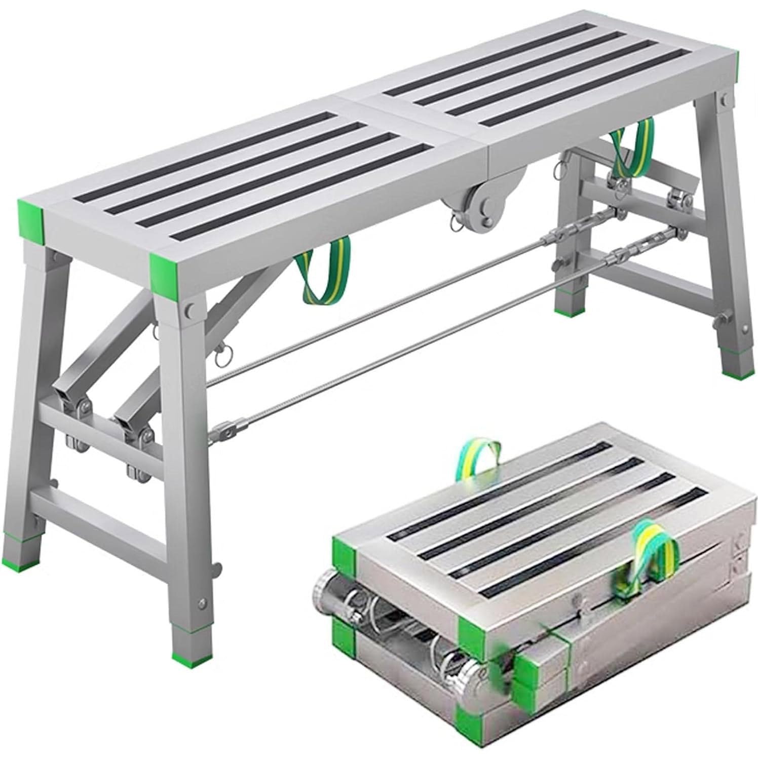Platforma robocza składana 2-stopniowa aluminiowa drabina schodkowa, przenośna składana platforma rusztowaniowa do czyszczenia kamperów, wysokich ścian, płyt gipsowo-kartonowych, dekoracji, 37 cm-18
