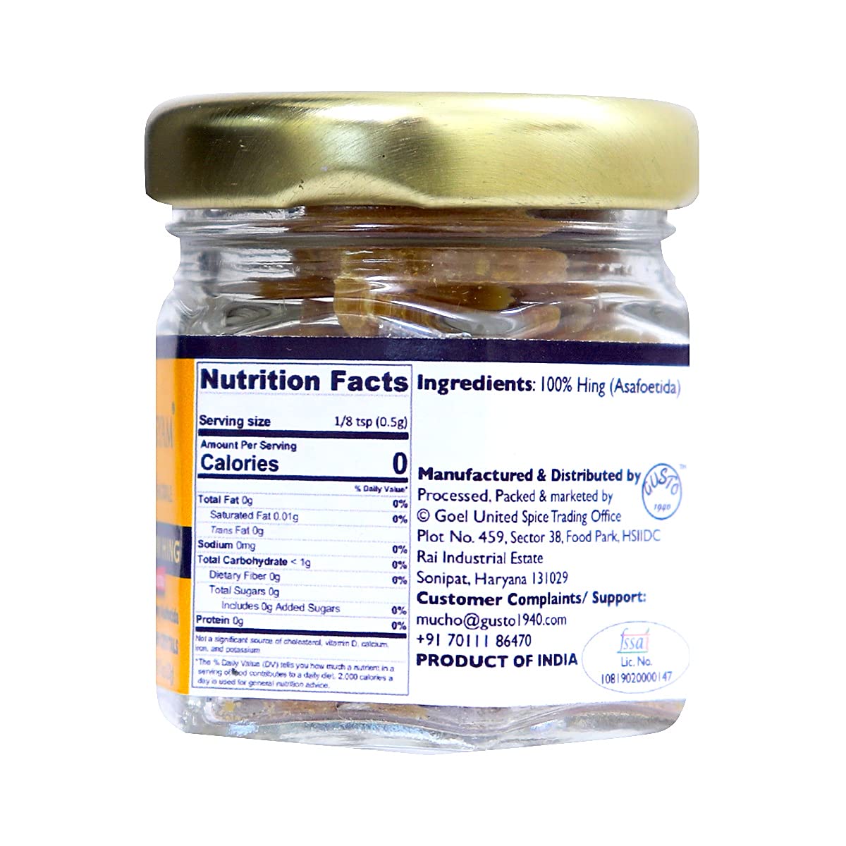 Tassyam Hingwale Laxmi Ultra Raw Hing Crystals 20g Bottle | Gluten Free & Vegan 100% Pure & Natural Perungayam Inguva