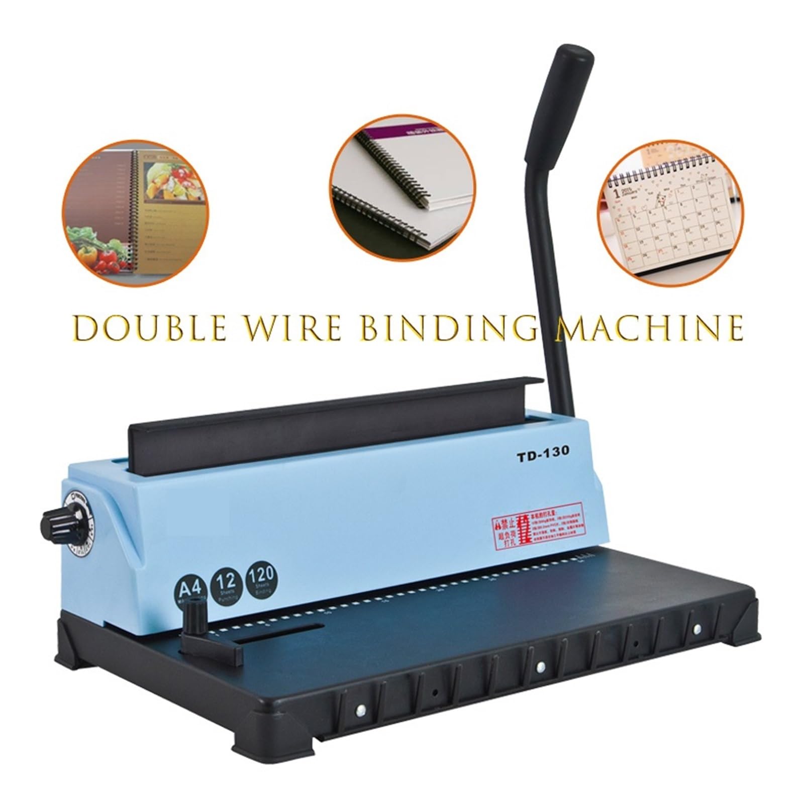 Macchina for rilegatura di libri a doppio filo con 34 fori quadrati TD-130 Perforatrice for raccoglitori 12 / Rilega 120 fogli materiale scolastico for ufficio Uso in ufficio e a scuola