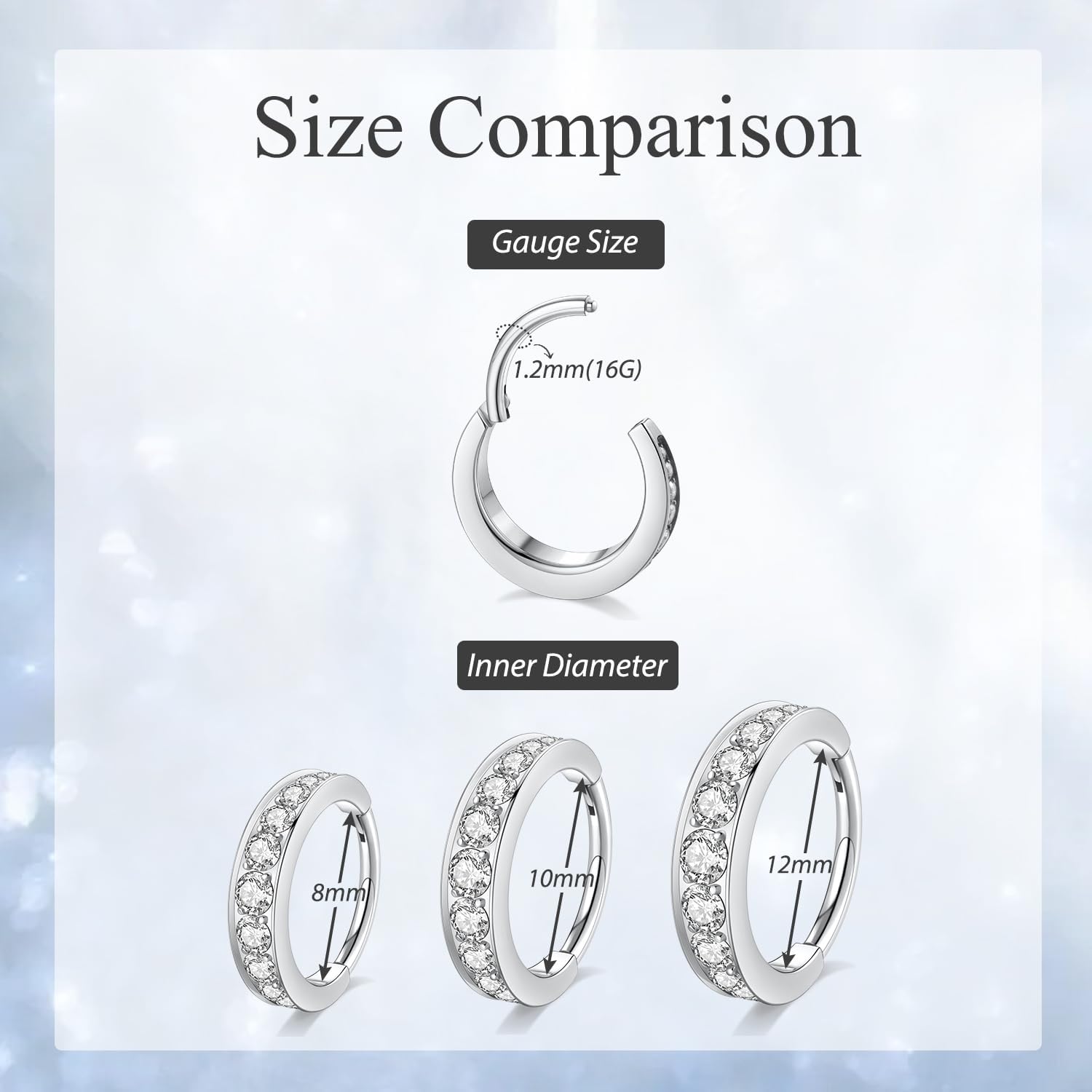 GAGABODY 16 Gauge Hoop Earrings Conch Piercing Jewelry Conch Jewelry Nose Hoop Surgical Steel Septum Jewelry Silver Hoop Conch Earrings 10mm Helix Cartilage Earring - Image 6