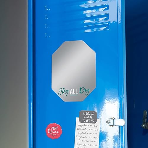 Miniatura 5 de Canopy Street Slay - Espejo magnético para todo el día, 5 x 7 pulgadas, inastillable, octágono, inspirador, accesorio para casillero escolar,