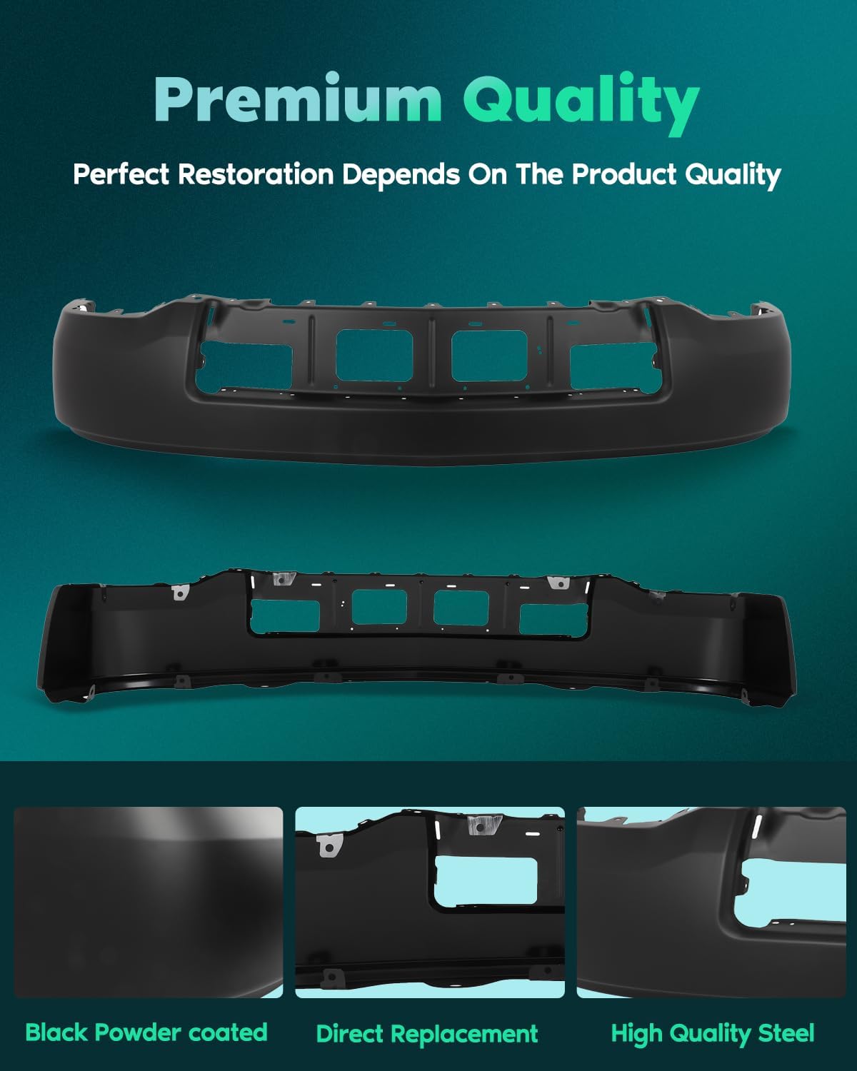 SCITOO Front Bumper Face Bar fit for 2014-2015 for Chevrolet Silverado 1500 Black Steel Bumper Comes without Parking Sensor HolesWithout Fog Light Holes