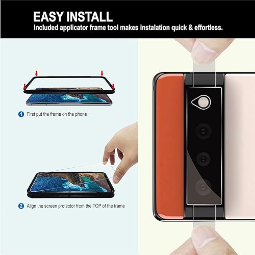 Miniatura 3 de Pixel 6 - Protector de pantalla de vidrio templado con protector de lente de cámara para Google Pixel 6 [desbloqueo de huellas dactilares]