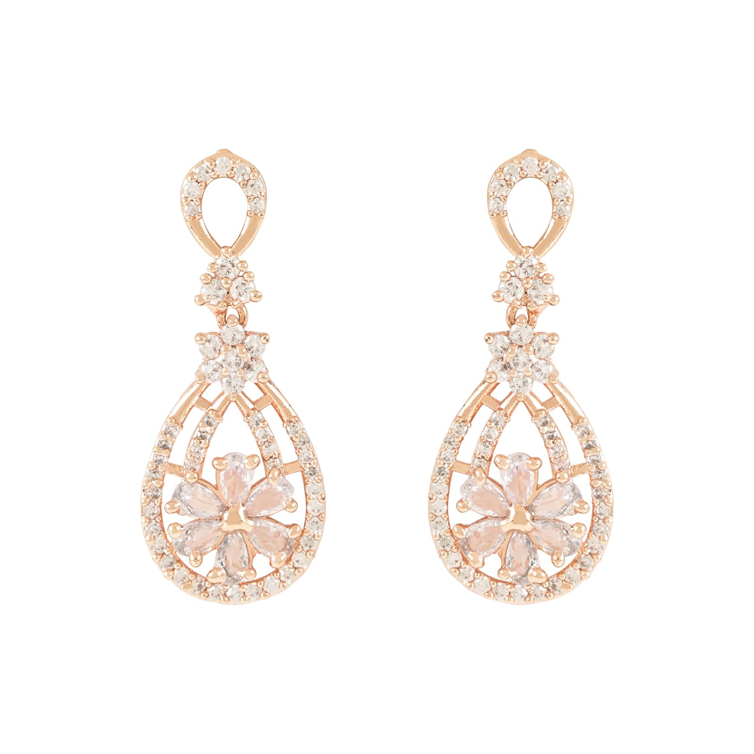 I Jewels Stylish Latest Fashion Rose Gold Plated & White AD Drop Earrings for Women (E2976) (B0BFX2YP3H) Amazon Price History, Amazon Price Tracker