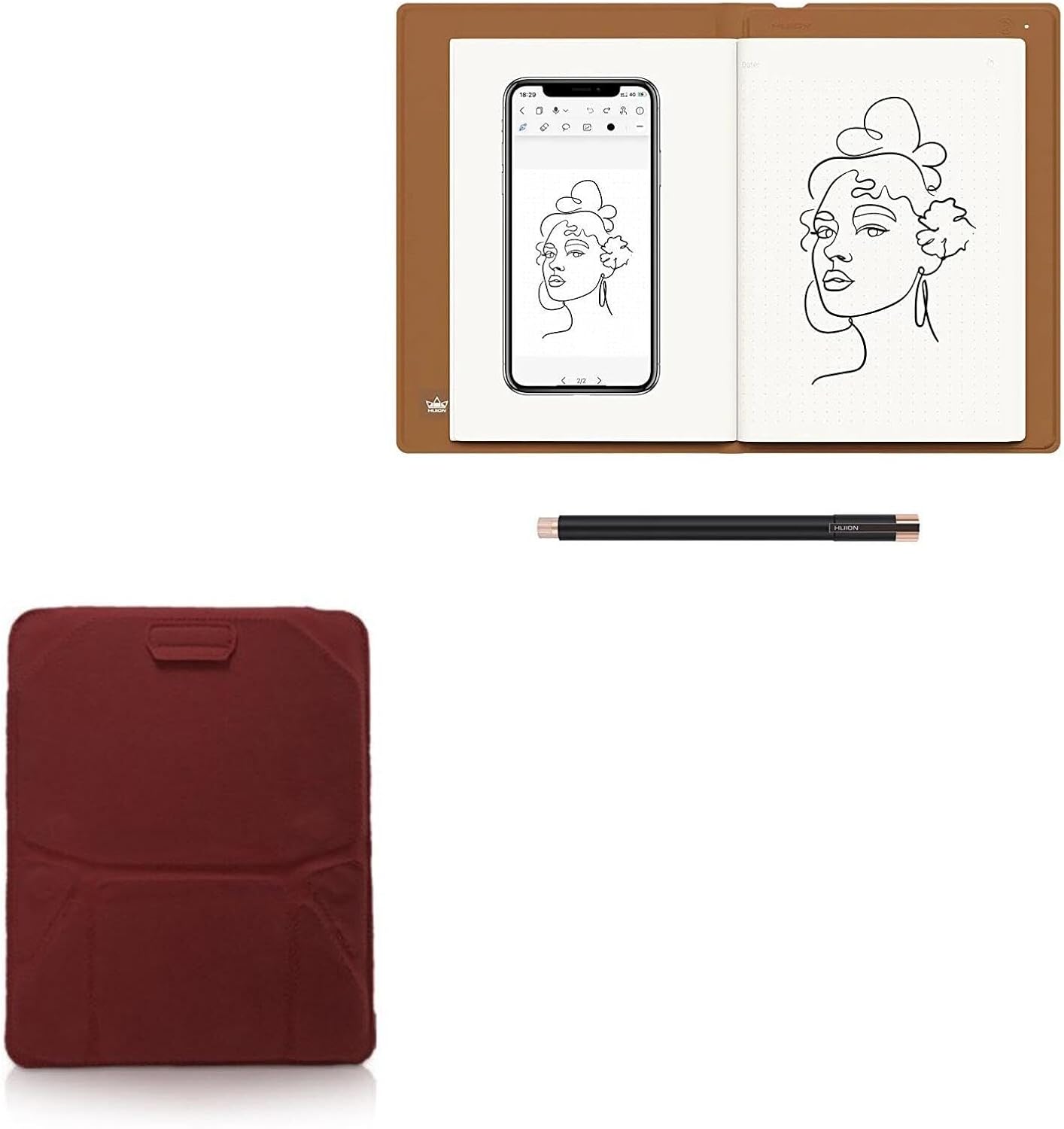 BoxWave Case Compatible with Huion Note - Velvet Pouch Stand, Velour Slip Sleeve Built-in Foldable Kickstand - Burgundy