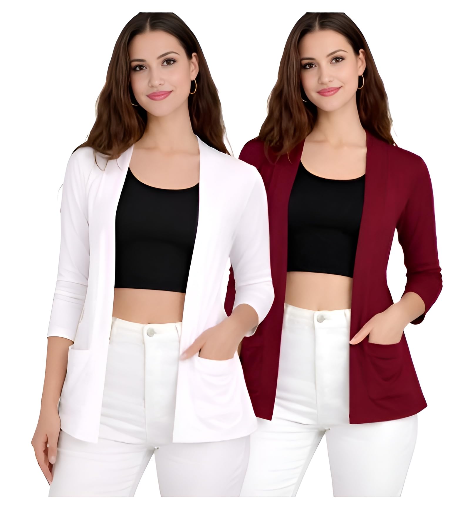 Women's Pure Cotton Pocket Shrug pack of 2-picture-15