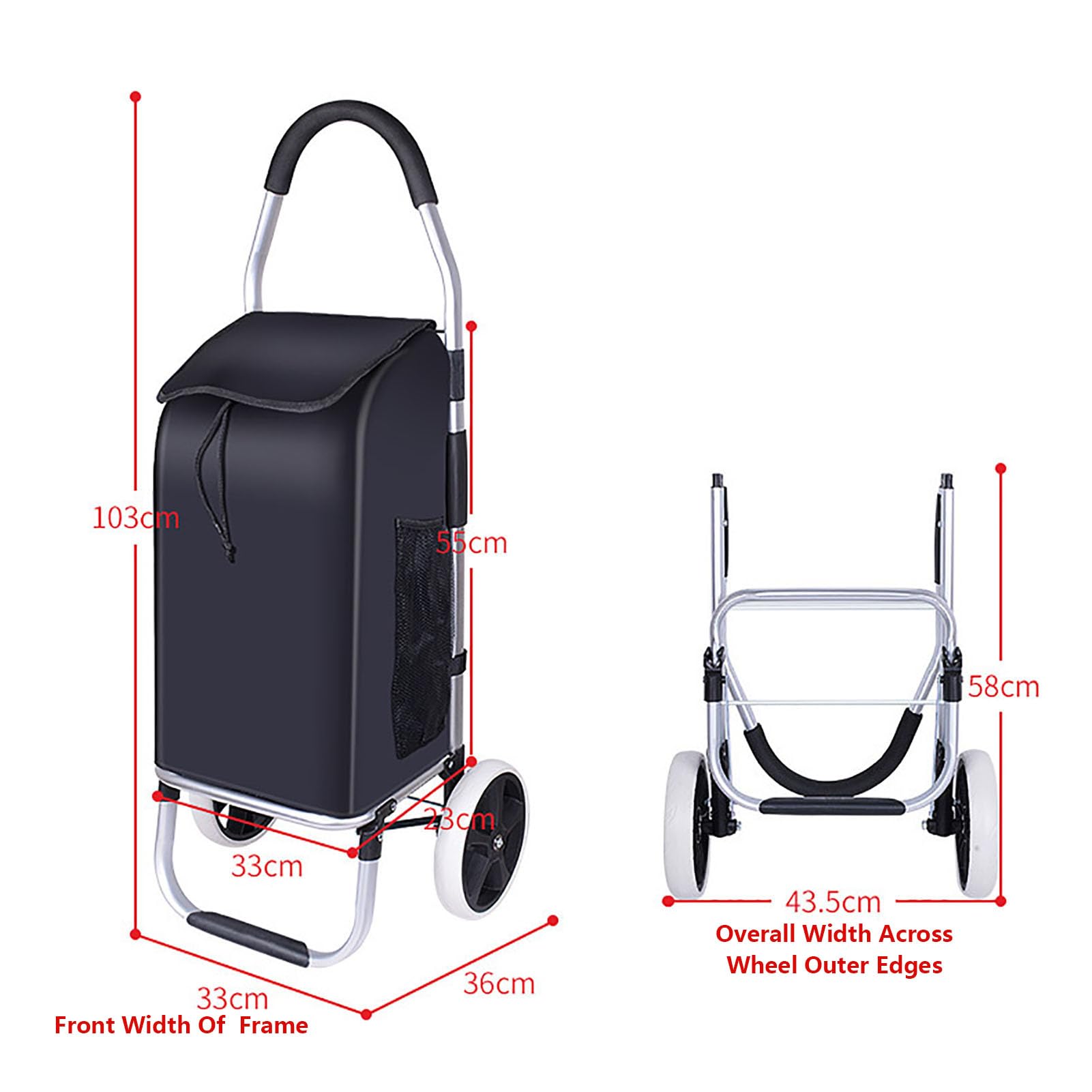 Carrello della Spesa Pieghevole, Carrellino Portatile da Tirare per Spese Quotidiane, Compatto Pieghevole per Acquisti al Supermercato e Trasporto Oggetti Giornalieri