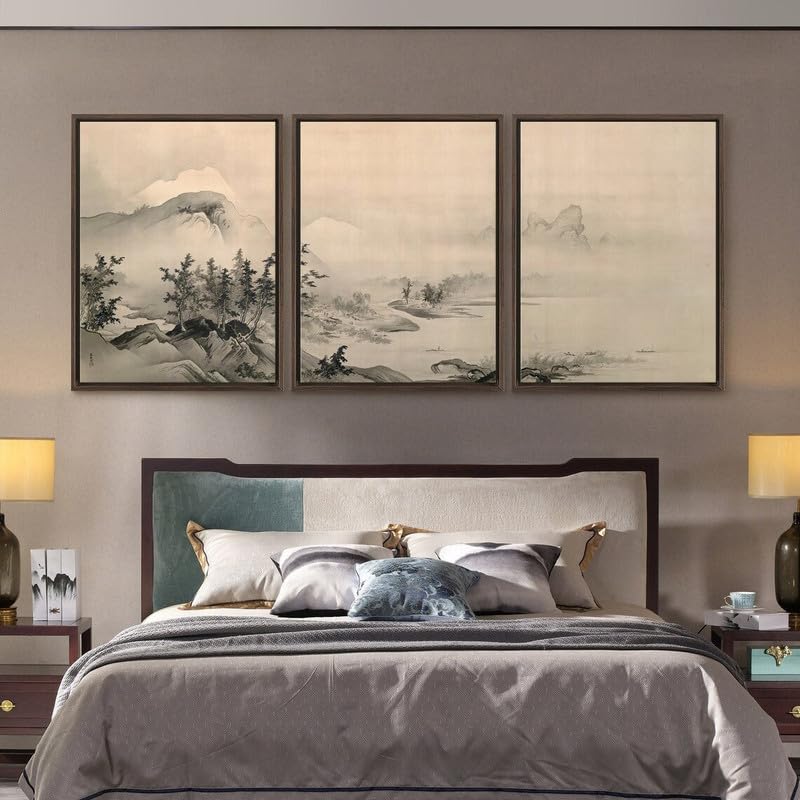 Poster paysage noir et blanc Hashimoto Gaho | Triptyque mural 3x A2