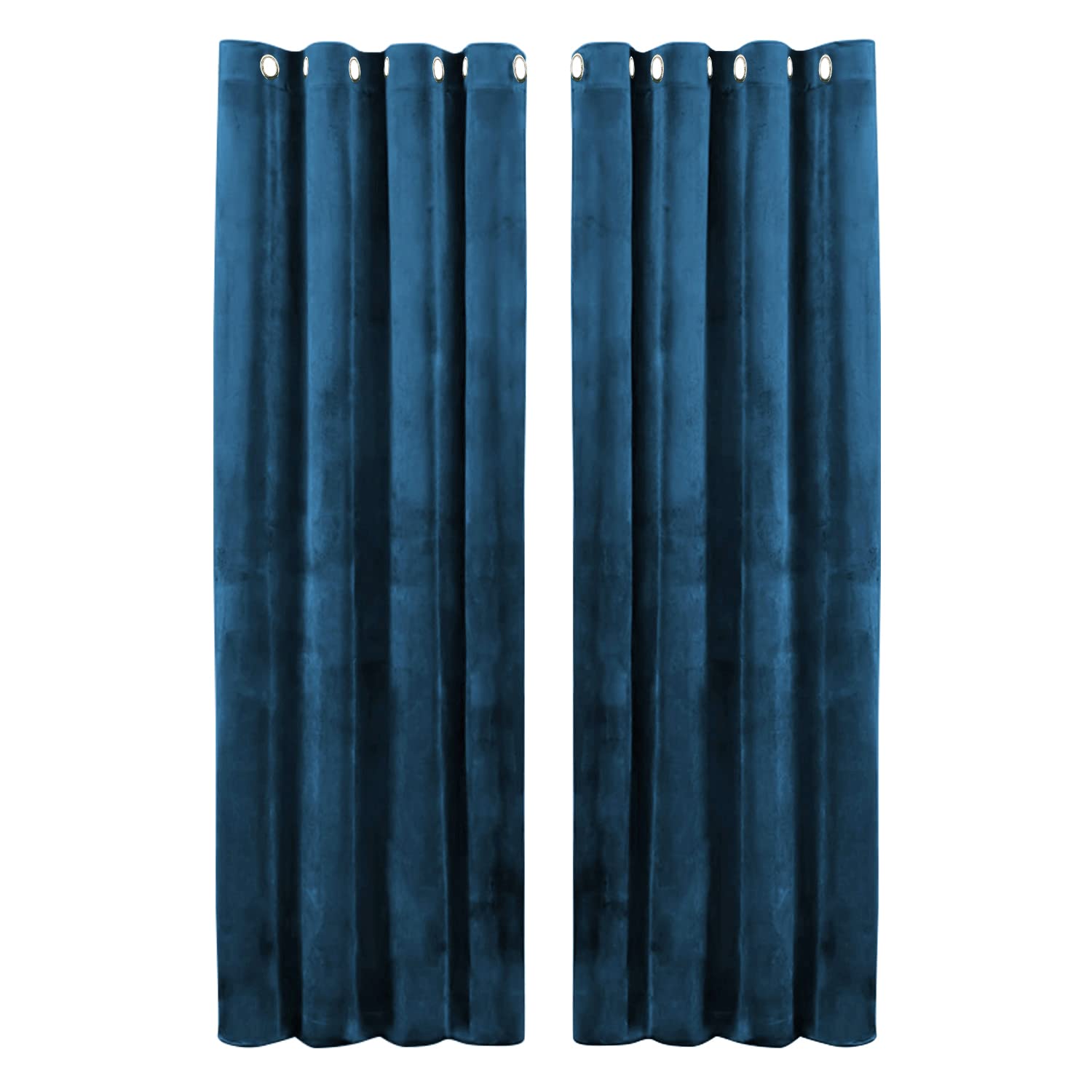 Hafaa Navy Blackout Curtains for Bedroom – 46” wide x 54” drop Readymade Crushed Velvet Curtains for Living Room – Eyelet Room Darkening Curtains with 2 Tie Backs (116cm x 137cm) — image 1