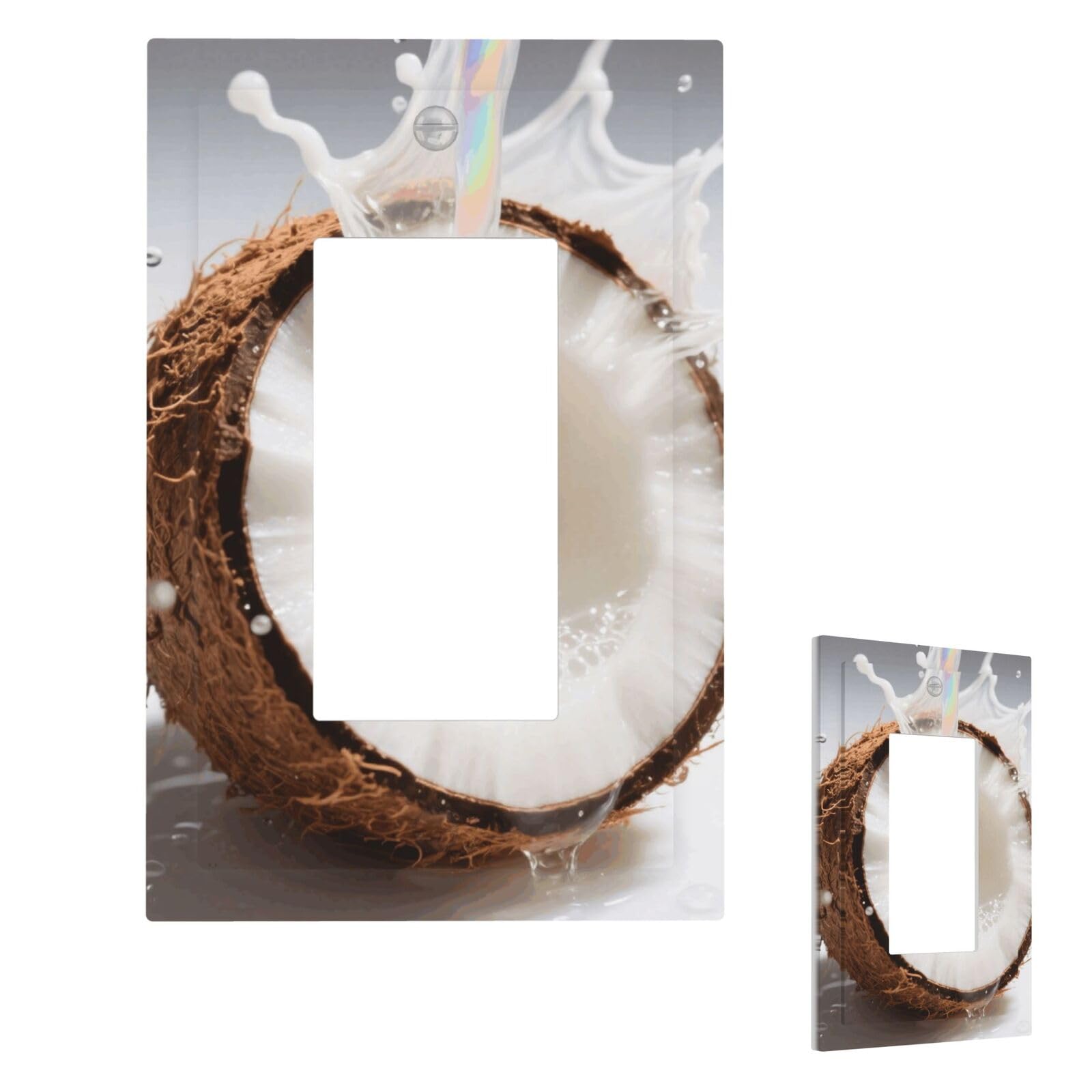 Fekiloot 1 Gang Coconut Wall Plate Cover Modern Decorative Light Switch Cover Unbreakable Receptacle Outlet Covers For Living Room Bedroom Home Decor