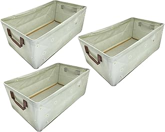 House of Quirk 3pcs Store Wardrobe Organizer For Clothes With Metal Fram Foldable Storage Box, Clothing Storage Boxes For Pants, Shirt, Sweaters, Jeans, Socks (Beige Duck)