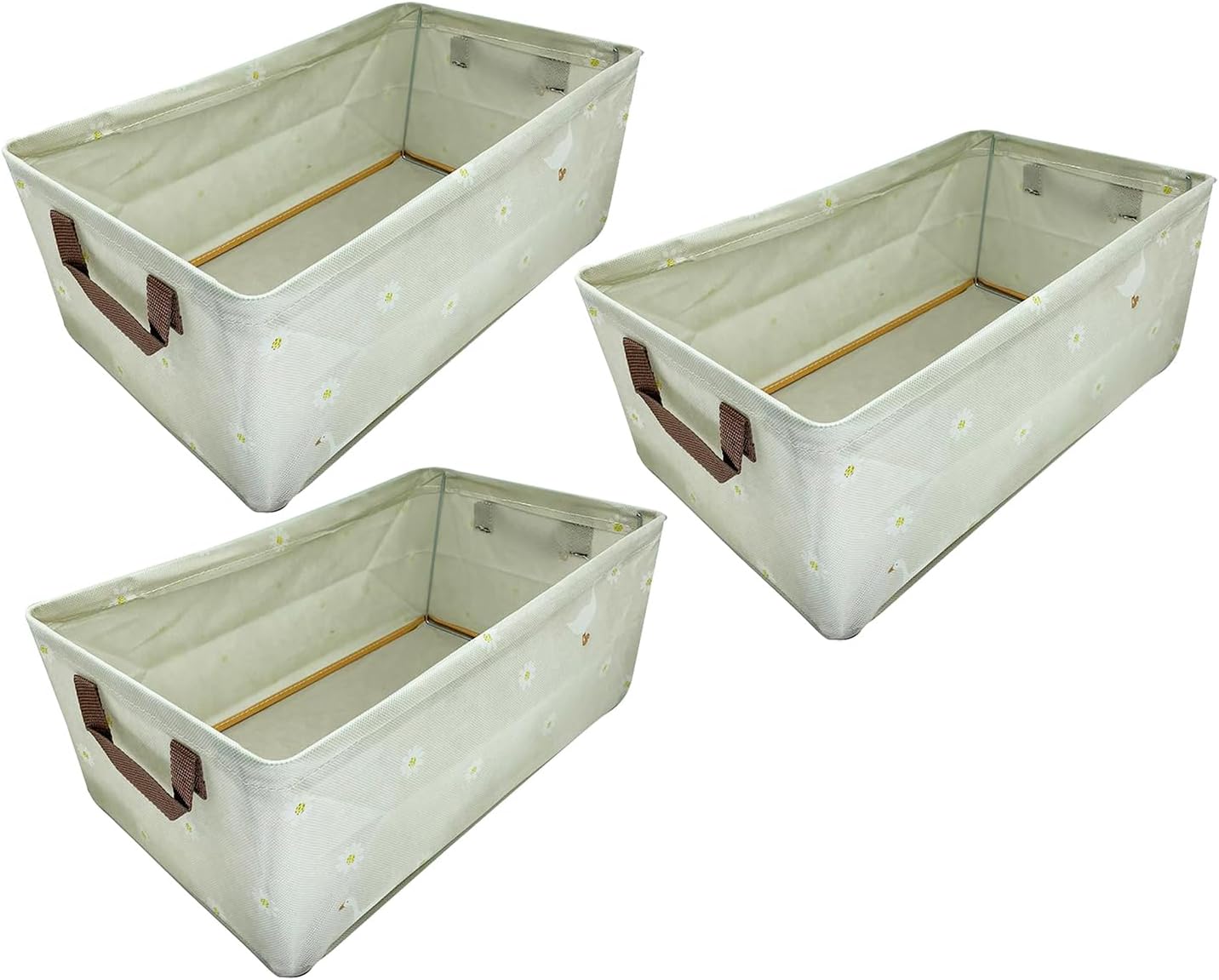 House of Quirk 3pcs Store Wardrobe Organizer For Clothes With Metal Fram Foldable Storage Box, Clothing Storage Boxes For Pants, Shirt, Sweaters, Jeans, Socks (Beige Duck)
