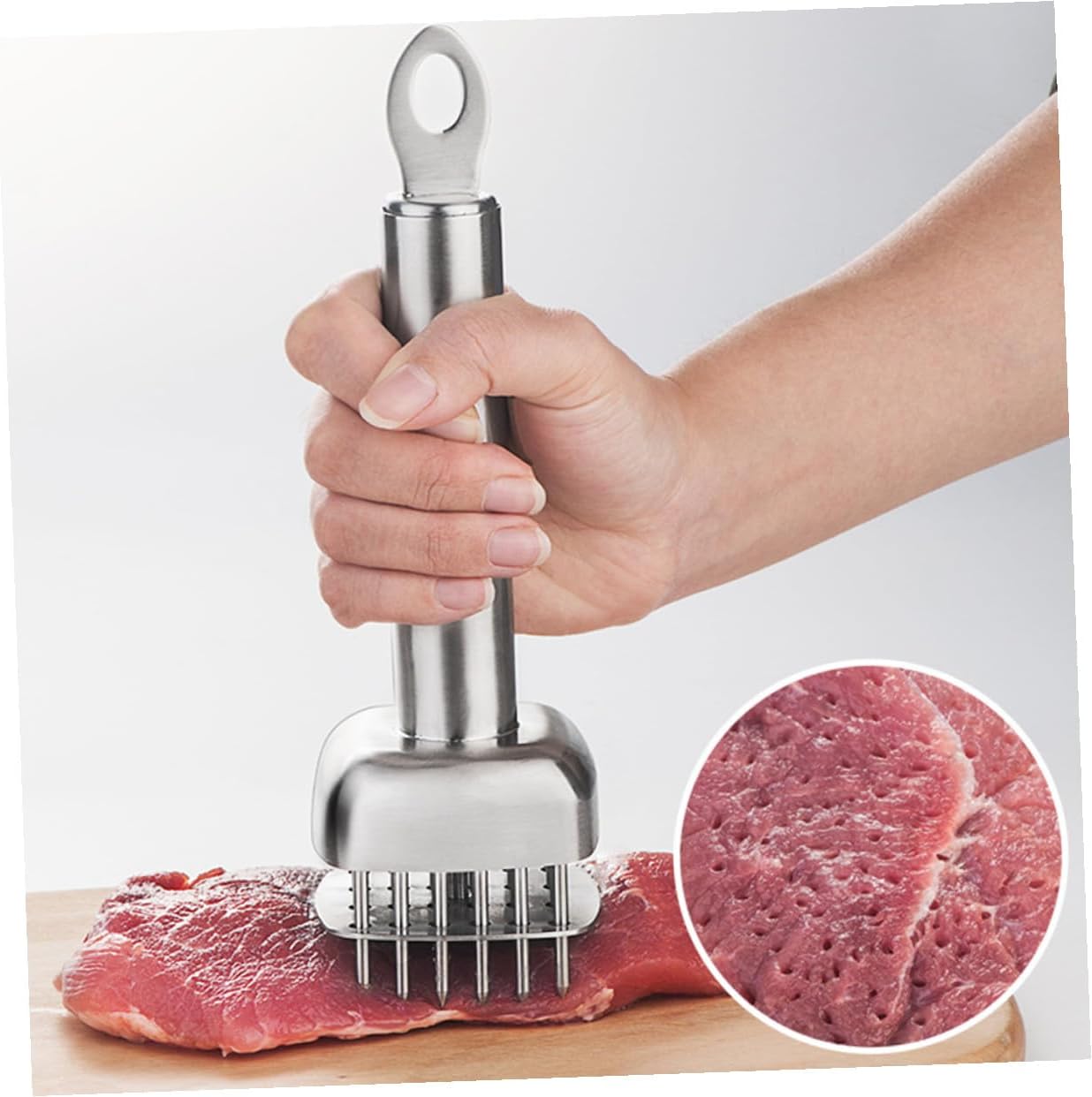 Gadpiparty Stainless Steel Meat Tenderizer Needle Tool with Non-skid Handle Kitchen Pounding Utensil for Beef Poultry Fish Kitchen Supply for Faster Juicier Cooking