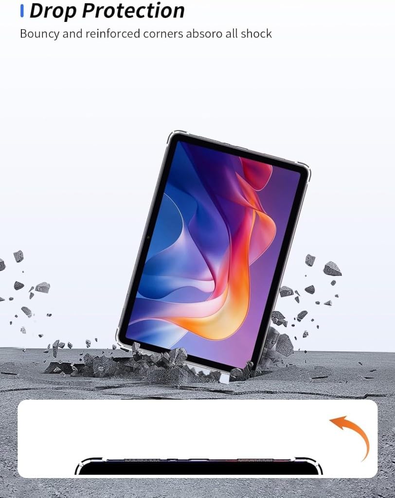 UnDePlus Xiaomi Redmi Pad 2 11inç 2025 ile uyumlu Kılıf Darbelere Dayanıklı Şeffaf Kapak Renksiz