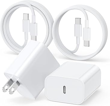 20W Fast Charger USBC for iPhone 17 16 15 & 5/8FT Charging Cable Cord