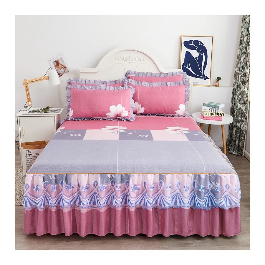 Drap de lit élastique 180x200 anti-glissement avec dentelle