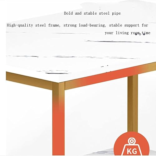 Miniatura 7 de Mesa Auxiliar Rectangular Marbling Side Table Light Luxury Sofa End Table Slim Accent Coffee Table wMetal e for Small Spaces Living Room Bedroom
