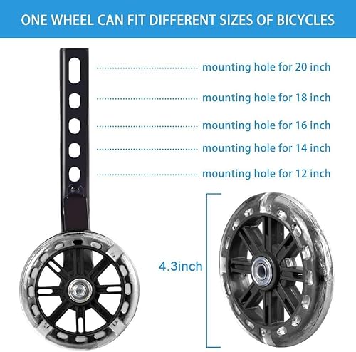 Miniatura 4 de Ruedas de Entrenamiento para Bicicleta, Compatibles para Bicicletas de 12/14/16/18/20 Pulgadas, Rueda Silenciosa con Parpadeo, 1 Par