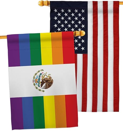 Mexico Pride House Flags Pack Support Rainbow Love LGBT Gay Bisexual Pansexual Transgender USA Embroidery Small Decorative Gift Yard Banner Made In
