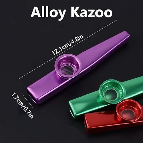 Miniatura 8 de WANDIC Kazoo - Flauta Kazoo, 6 flautas de metal Kazoo con 18 diafragmas de flauta Kazoo, flauta de instrumentos musicales multicolores, buen