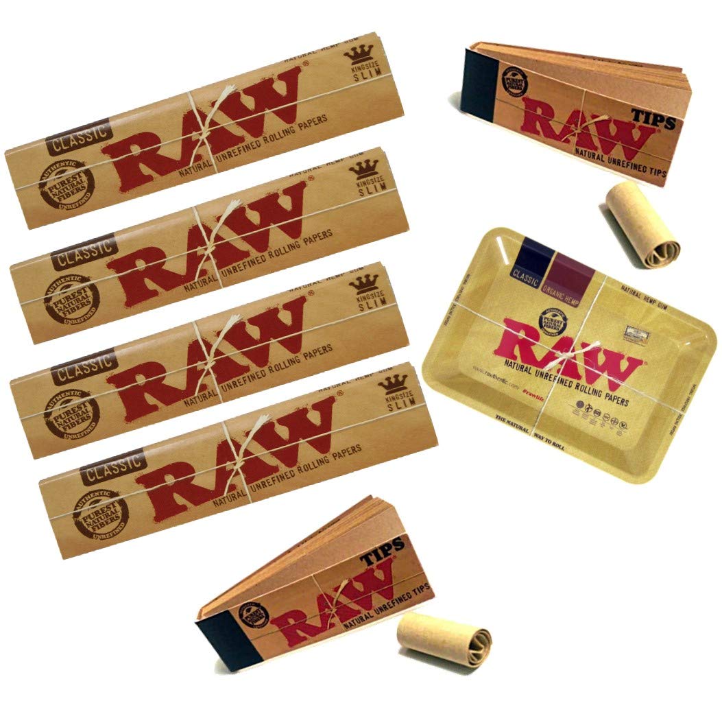 Raw Classic Rolling Papers Bundle Pack Tray Raw Tips Smoking Set Gift Pack