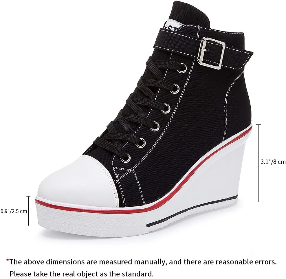 Women's Canvas High-Heeled Shoes Fashion Sneakers Casual Shoes for Walking Platform Wedges Pump Shoes - Image 3
