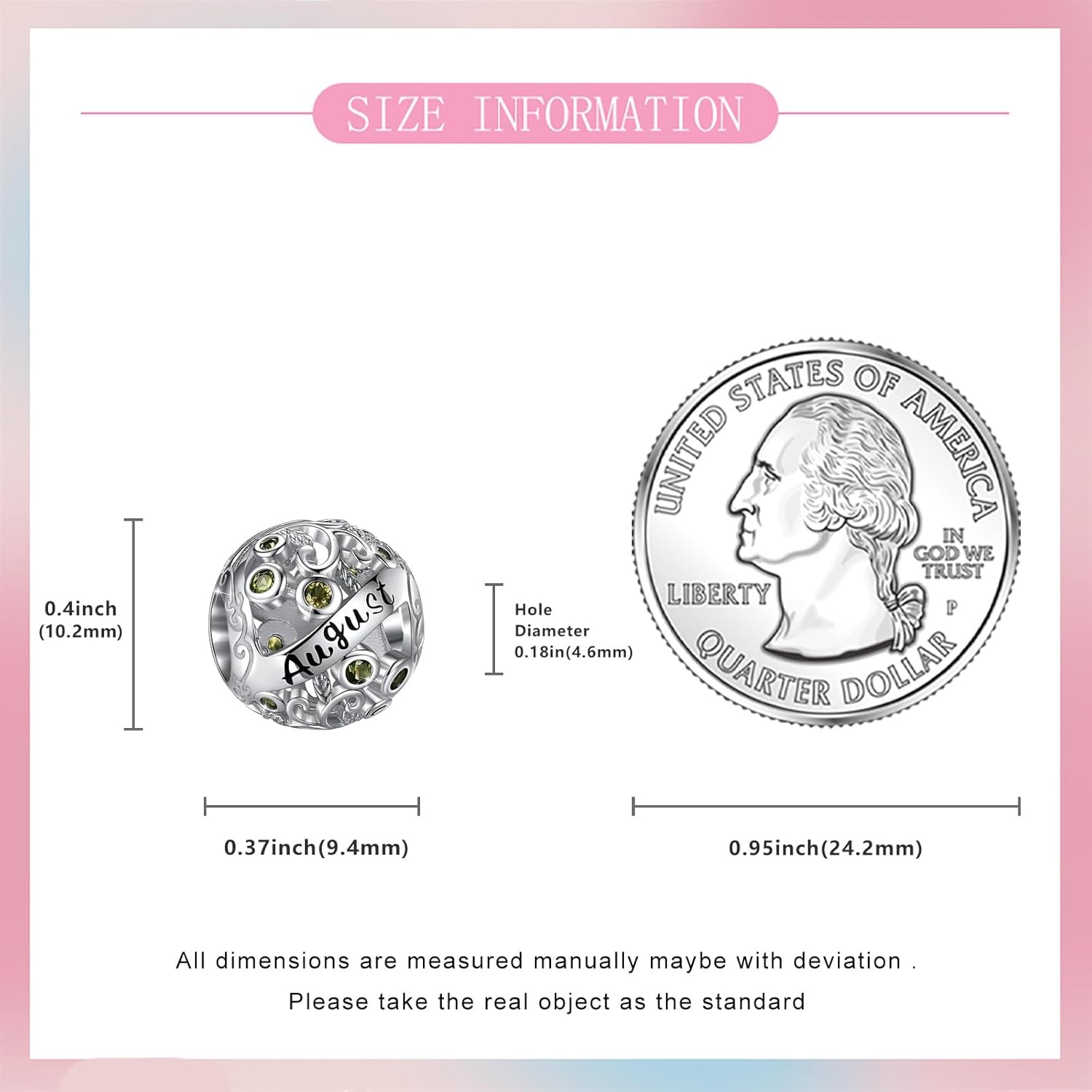 925 Sterling Silver Birthstone Charms for Pandora Bracelets and Necklaces, Bead Charm with Cubic Zircona Valentines Gifts for Wife/Girlfriend Women - Image 6