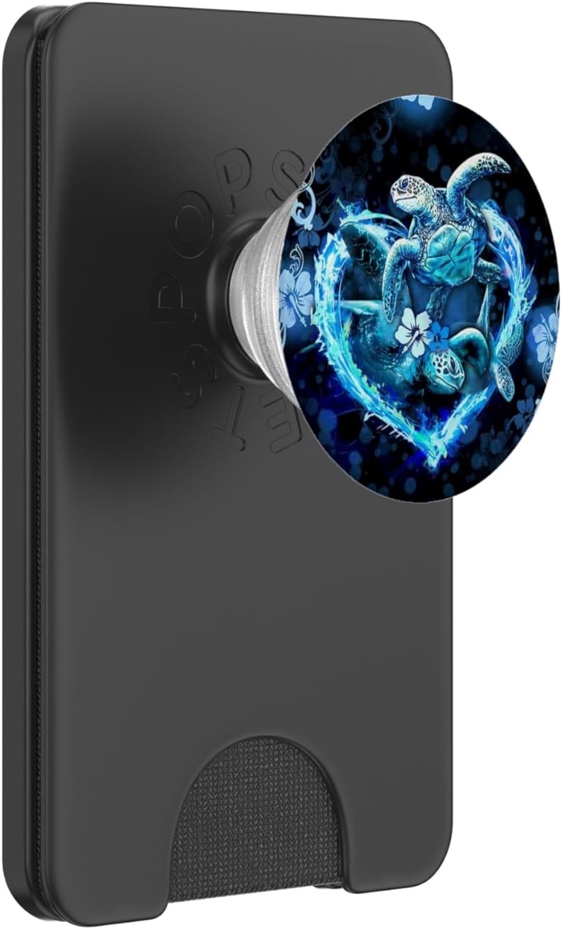 Cute Blue Sea Turtle Heart Love Turtles Graphic Art Design PopSockets PopGrip for MagSafe