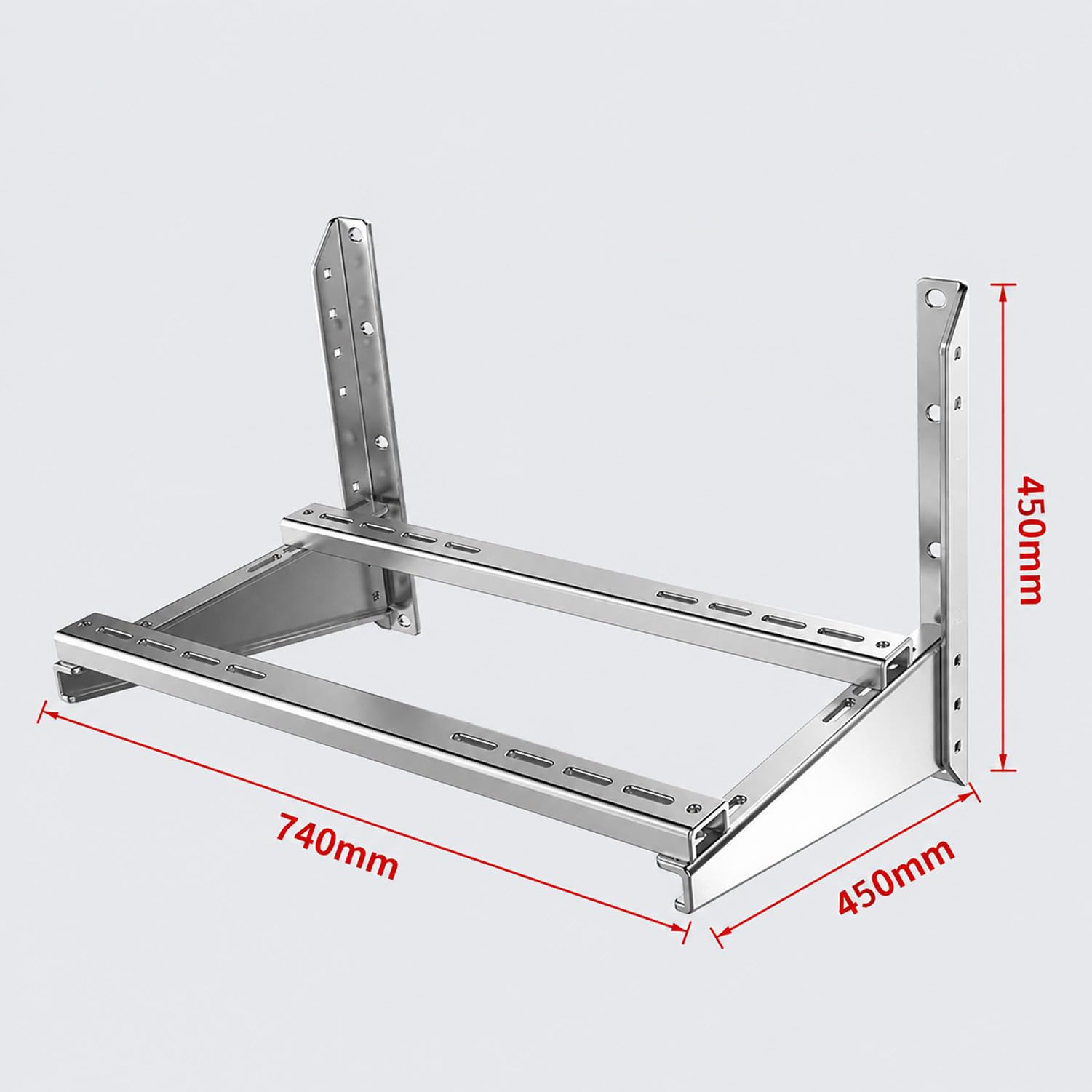 Supporto a Parete per Unità Esterna Condizionatore Split, Portata 350 kg | Acciaio Inossidabile, Supporto Universale Regolabile, Struttura Triangolare, Facile da Montare