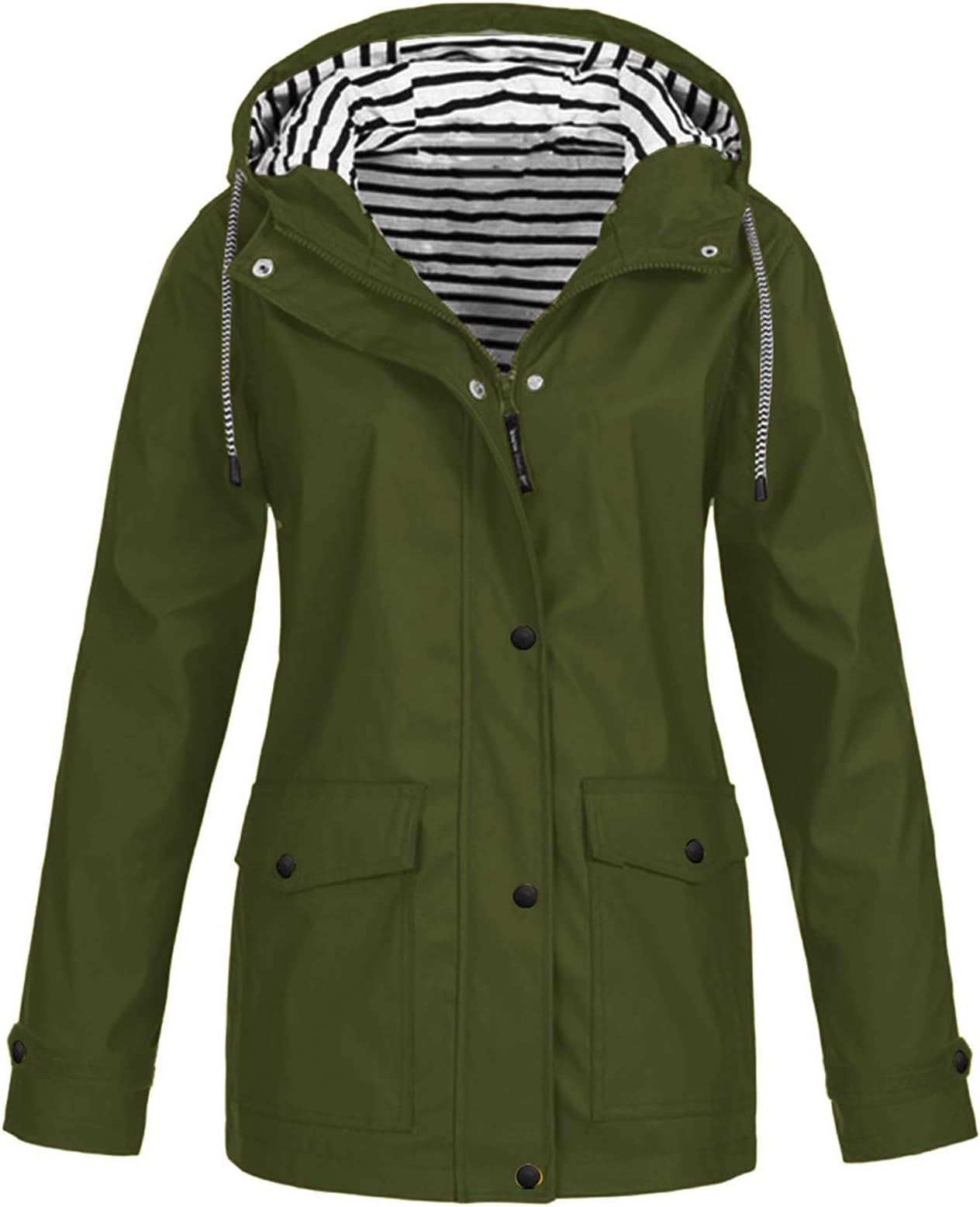 TIMEMEAN Long Sleeve Waterproof Jacket Hooded Raincoat Womens
