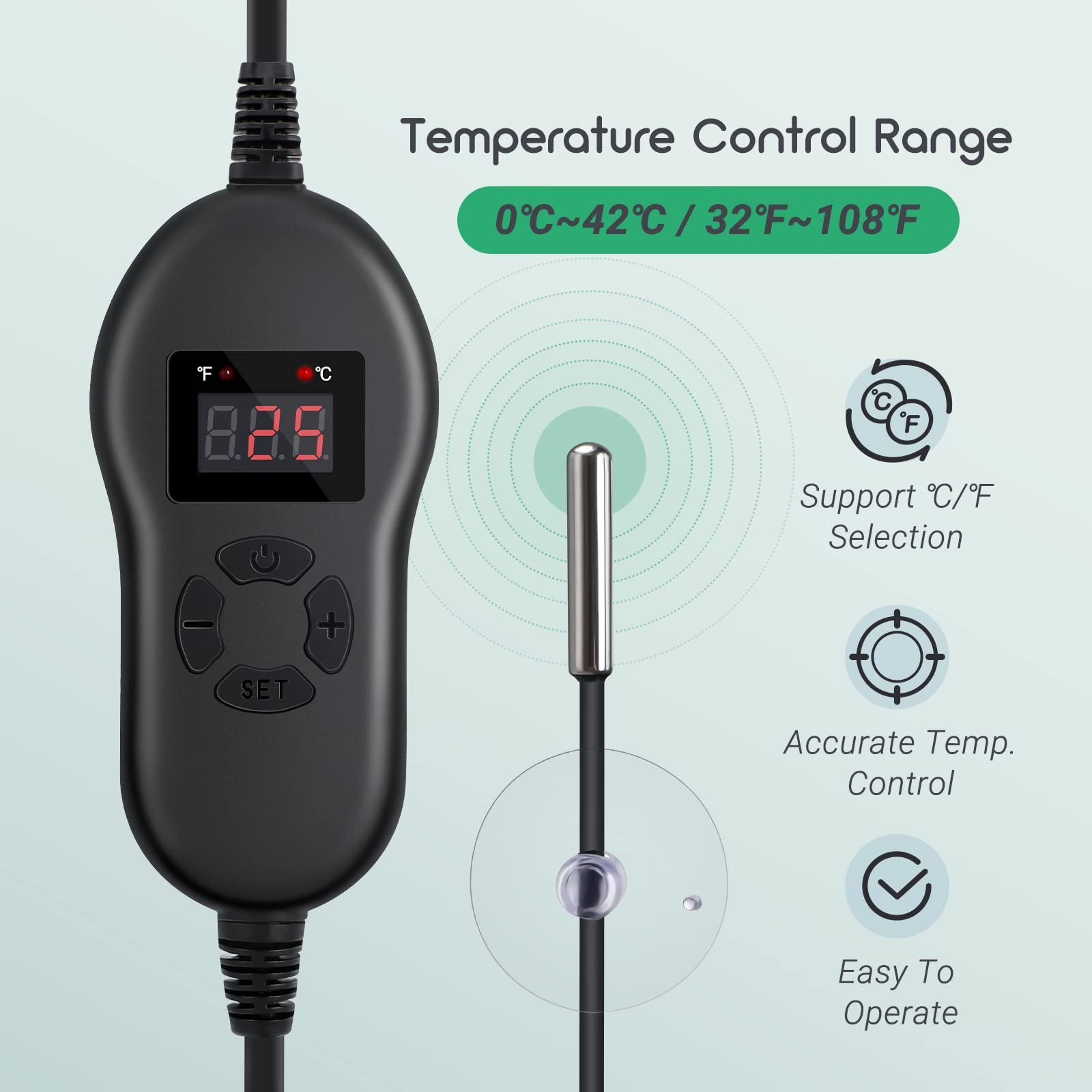 Luxbird Mata grzewcza z termostatem, 2 mat grzewczych z 1 kontrolerem, 30 W, sterowanie jeden do wielu, wodoszczelność IP67, 52,7 x 25,4 cm