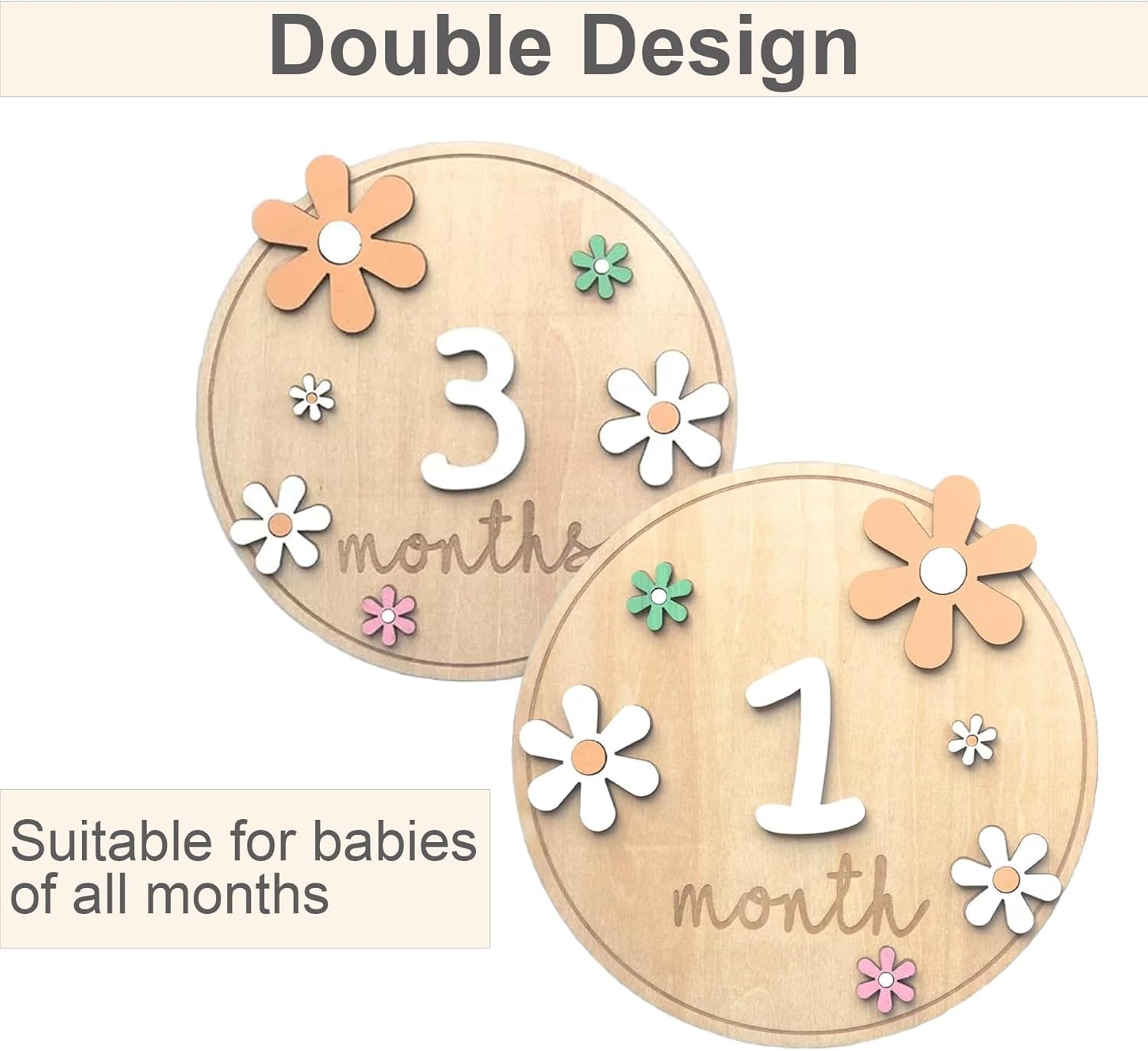 Birth Announcement Sign 2pcs Baby Monthly Milestone Cards With Glue ...