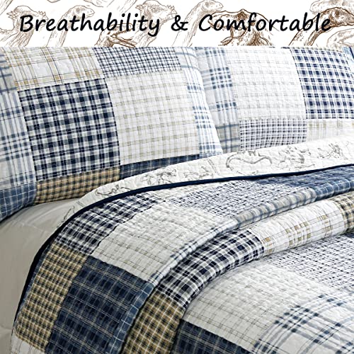 image for Cozy Line Home Fashions Benjamin Cute Dinosaur Plaid Printed Pattern N